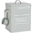 Harbour Housewares Vintage Metal Washing Powder Storage Tin - Utility Storage Canister - 18cm - Grey