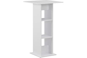 vidaXL Mesa de Bar Madera Blanca 60x60x110 cm Mesita Mesilla Elevada Alta Mueble Mobiliario Auxiliar Comedor Pub Estanterías Consola