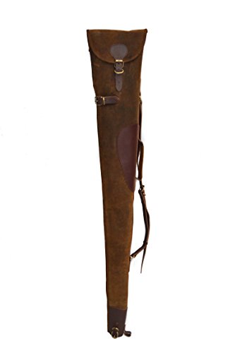 Thick-Padded-Brown-Leather-Shotgun-Slip-Case-Lamb-Wool-Lined