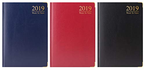 2016 Semana para ver tamaño pequeño/bolsillo, cubierta efecto piel, con metal esquina negro x 1 solo