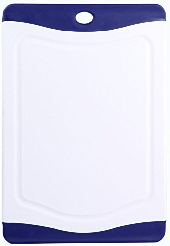 4er Set culinario Schneidebrett lido, mit antibakteriellem Hygiene-Schutz, 4 verschiedene Größen, weiß mit blauem Rand - 3