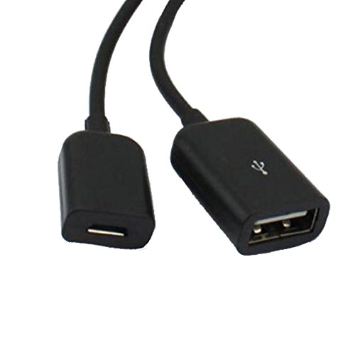 USB-OTG Adapter-Kabel 2in1 Micro USB OTG Hub Adapter für Smartphone / Tablet – z.B. geeignet für Samsung, Lenovo, Asus, Huawei, Amazon, Acer, Microsoft, Sony, LG – Mikro USB Verteiler in Schwarz - 4