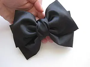 KHAS Handmade Bow Knot Satin Silk Hair Clip for Womens /Girls (Black)?