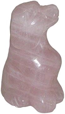 Rose Quartz Dog Hand Carved Crystal Gemstone, Healing Stone, Doggie Figurine,