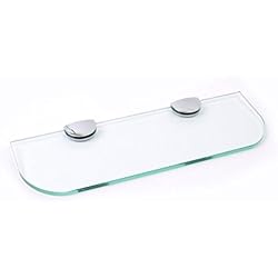 Étagère en verre avec bords arrondis - 3 tailles : 300 mm, 400 mm, 500 mm - 3 coloris : transparent, Blanc, Noir - Pour salle de bain, Cuisine, Chambre à coucher