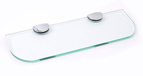 Étagère en verre avec bords arrondis - 3 tailles : 300 mm, 400 mm, 500 mm - 3 coloris : transparent, Blanc, Noir - Pour salle de bain, Cuisine, Chambre à coucher
