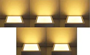 D'Mak 12 Watt Square Surface LED Panel Lights with IC Driver Energy Saver, IP50 Dust Proof, No False Ceiling Required, Surface Ceiling Lights, (Warm White, 6