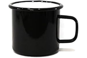 anaan Tang Taza esmaltada Negro Mug de café té Metal Vaso de Acero Inoxidable Diseño Moderno Camping Acampada Picnic Viajes Senderismo 450 ml