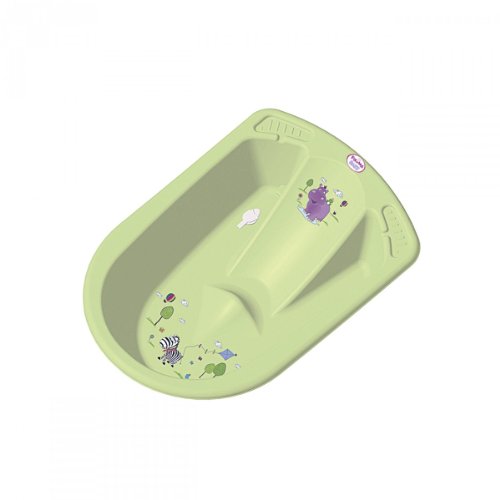 Preisvergleich Produktbild OKTkids Babywanne ´Hippo´, grün mit Aufdruck 4001515337786