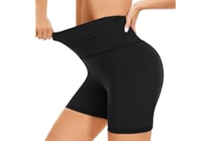 BLONGW Cycling Shorts Women- High Waisted Biker Shorts Tummy Control Black Yoga Gym Workout Athletic Running Sports Short Leggings UK