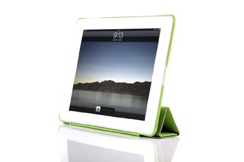 JAMMYLIZARD | G10 Hülle für [ iPad 4 mit Retina, iPad 3 und iPad 2 ] Ultra Slim Gummiertes Smart Cover mit Schaltfunktion, GRÜN - 3