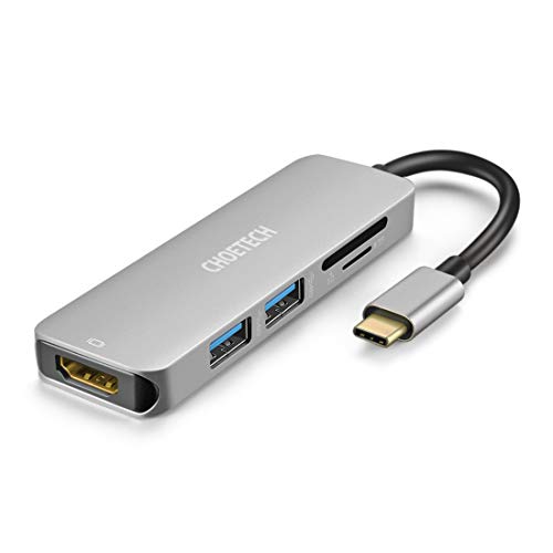 CHOETECH USB C auf HDMI Adapter, 5 in 1 USB C Hub mit 4K HDMI, 2 USB 3.0, Ports, SD & TF Kartenleser Kompatibel mit Apple MacBook Pro 2018/2017/2016, iMac 2017, MacBook 2015/2016, ChromeBook Pixel CHOETECH USB C auf HDMI Adapter, 5 in 1 USB C Hub mit 4K HDMI, 2 USB 3.0, Ports, SD & TF Kartenleser Kompatibel mit Apple MacBook Pro 2018/2017/2016, iMac 2017, MacBook 2015/2016, ChromeBook Pixel