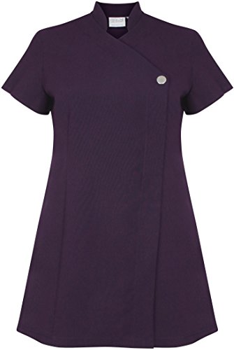 ProLuxe Bata con botón Exclusiva para salón de Belleza, peluquería, salón de Masaje, salón de Terapia, SPA, clínica médica o salón de uñas, Disponible en 9 Colores - 34 - Ciruela