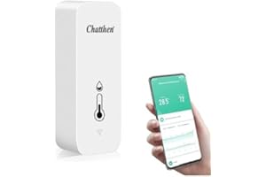 CHATTHEN WiFi Thermometer Hygrometer Indoor Tuya Room Thermometer WiFi Temperature Sensor with Smart App and Data Recording Calibration for Baby Room, Greenhouse Accessories, Garage (1 Pack)