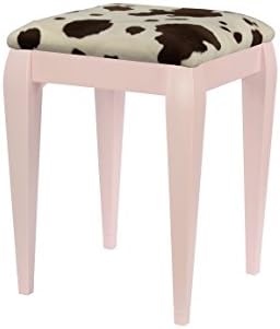 High Street Design Pink small dressing table/ foot stool with 17" Classic style legs and Cow Hide Print Fabric Cushion