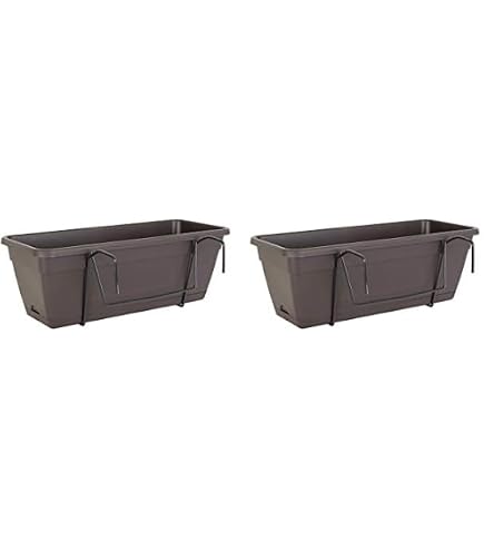 Soportes Ajustables Para Jardinera De Balcón: Juego De 2 Soportes Grises De Metal, Para Barandillas De 4 A 15 Cm De Ancho