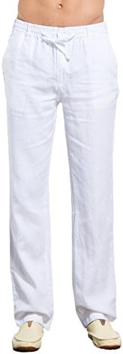 UAISI Linen Trousers Black Trousers Men Summer Casual Elasticated Trousers