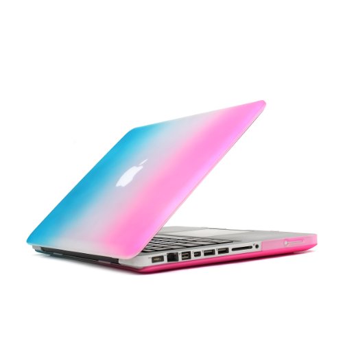 i-Buy Matte Gummierte Harte Schutzhülle Hülle für Apple Macbook Air 15.4 Zoll mit DVD-Treiber + Schutzfolie + Silikon Tastaturschutz + Anti-Staub-Stecker – Regenbogen - 3