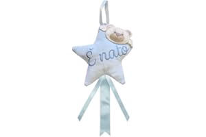 Biancheriastore New style at home Fiocco Nascita Coccarda sopra Culla Lettino Stella E' Nato E' Nata - Azzurro