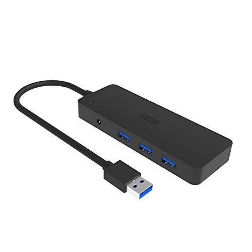 ICZI USB 3.0 HUB, 7x USB 3.0 Ports, vernickelt Stecker, schlank Entwurf mehr dünn, für Apple MacBook, Mac Mini, MacPro, Windows Laptops und Ultrabooks, sowie PCs und weiteren USB 3.0 kompatiblen Geräten (Schwarz) - 2