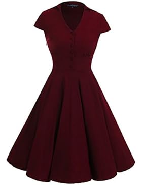Gigileer 1950's Rockabilly Damen Kleider Swingkleid Cocktail Kurzarm Knielang festlich Party