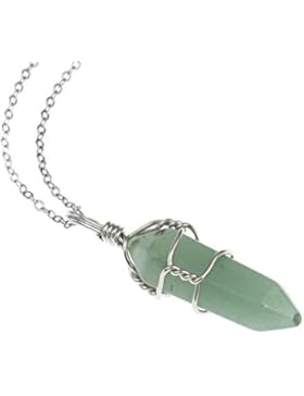 Grüner Aventurin Kette, natürlich, Pendel, 11-12x38-41mm, mit Messingkette