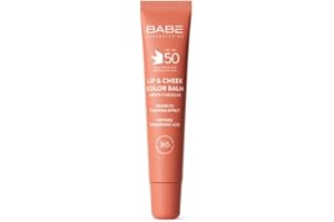 LABORATORIOS BABE Laboratorios Babé - LIP & CHEEK SPF 50 NUDE - Bálsamo Fotoprotector en Tono Nude| Alta Protección Solar SPF 50 | Hidratación y Efecto Volumen Natural | Para Labios y Mejillas