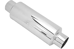 EJOYOUS Silenziatore di Scarico per 2,5 Pollici Dritto in Acciaio Inossidabile con Silenziatore Silenziatore di Scarico per Auto Universale in Cotone per Migliorare il Suono e le