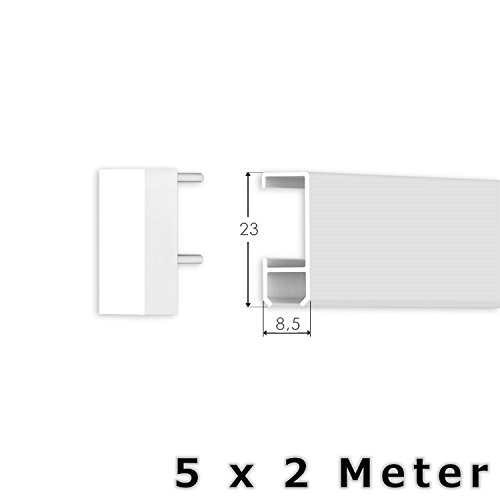 10 Meter Bilderschienen Galerieschienen – Komplett Set in weiß von Hang-it - 3