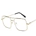Produktbild MOJINGYAN Sonnenbrillen Fashion Square Sonnenbrille Men's Oversized Fahren Coole Sonnenbrille Retro Übergroßen Schatten Metall Seite Transparente Gläser