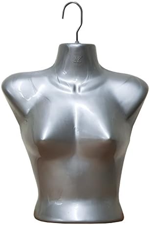 5 x Grey Female Hanging Torso Half Body Form Display Hollow Back Shell Mannequin (18 Inches)