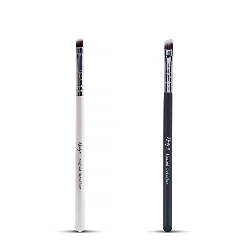 Nanshy Angled Detailer Eye Brow Eyeliner Brush. Vegan, soft synthetic, cruelty free brushes. White or Black