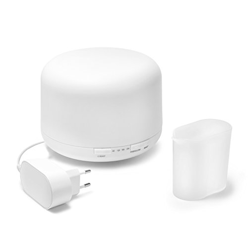 iProtect Luftbefeuchter Ultraschall Aroma Diffuser XL mit 500ml Wasserspeicher und Farbspiel in Weiß