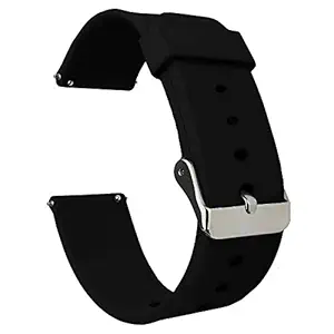 Acm Watch Strap Silicone Belt 22mm Compatible with Noise Colorfit Pro 3 Assist Smartwatch Casual Classic Band Black