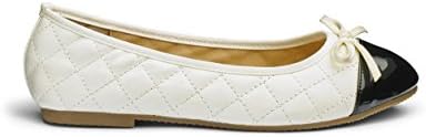 Womens Heavenly Soles Quilted Bow Ballerinas In Black/White 4