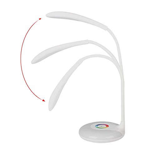 Living Color Schreibtisch- und Nachttischlampe, Minkle Dimmbare Augenpflegende Schwannenhals LED Schreibtischlampe, Kabellos, USB Aufladung, 3 Helligkeit, Weiß - 5