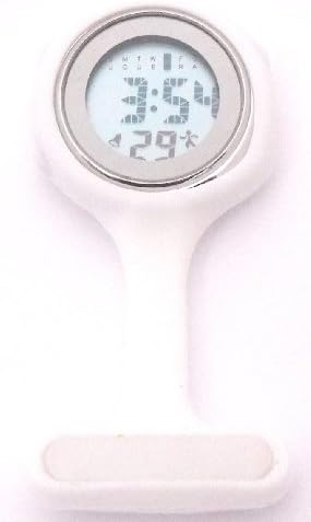 White Digital Unisex Multi Function Silicone Nurses/Brooch/Tunic/Fob/Pocket/Carabiner Watch