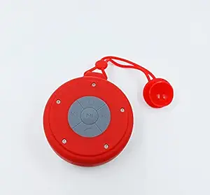 BSR SP-2 Water Proof Bluetooth Shower Speaker, Portable Wireless, Call Support - Best for Bath, Pool, Car, Beach, Indoor/Outdoor Use, Powerful Suction Cup, Kid-Friendly (Red)