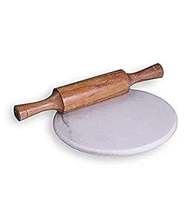 SKOOT SALES CORPORATION White Marble Roti Roller/Chakla Belan/Board/Phulka Maker for Home and Kitchen