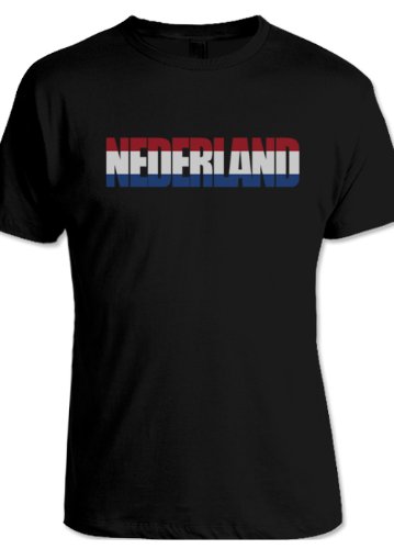 net-shirts NIEDERLANDE FLAGFONT SHIRT T-Shirt, Größe XL, Schwarz
