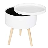 Hochqualifiziertes Material mit stabiler Konstruktion - Der Beistelltisch aus Holzbeinen und MDF(Klasse E1) - Platten hergestellt. Die Oberfläche von Beinen mit umweltfreundlicher Lackierung und die Oberfläche von MDF - Platten mit matte Brennlackierung bearbeitet. 3-beiniges Design verstärkt die Stabilität des Couchtisches.