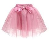  Facent Mädchen 7 Schichten Knielang Tüllrock Tutu Tüll Kleid Rock Reifrock Abendrock Pale Rosagrau