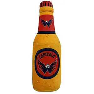 NHL Washington Capitals Beer Bottle Plush Dog & CAT Squeak Toy - Cutest Stadium SODA Bottle Snack Plush Toy for Dogs & Cats with Inner Squeaker & Beautiful Hockey Team Name/Logo