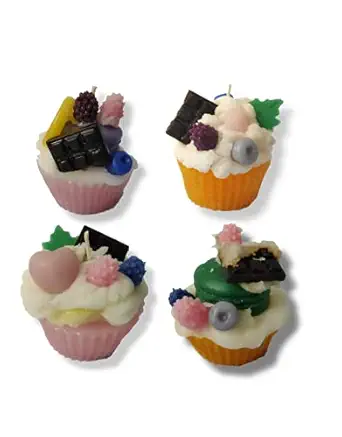 Sassy Stuffs Scented Cupcake Candles Set of 4 Fragrant with Essential Oil (Strawberry, Lavender, Vanilla) Ideal for Gift Homedecor 280 gm