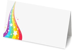 KIRSTEN MCMILLAN 50 Rainbow Name Place Cards (Pack of 50) 8cm by 4cm Table Name Place Cards for Parties Weddings Party Decoration