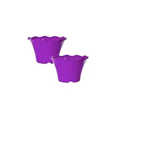 Antier Blossom Plastic Pot 8 Inch (Purple Pack of 2) Color for Indoor Plants/Home Decor/Gardening/Table/Succulents/Garden and Outdoor