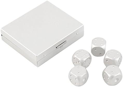 Maistore 5pcs/set Aluminum Alloy Dice Set Metal Case Gift for Party Home Play Games Perfect for math students teachers gamers