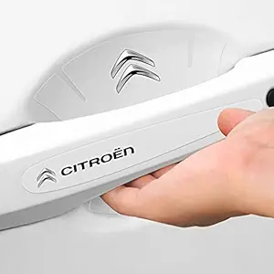 NEK Car Doors Protector Transparent Handle Cup Scratch Guard PPF Film for All Cars (Pack of 5) (Name and Monogram Chrome Silver Color) (Audi)