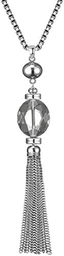 Tassel Sweater Snake Chain Adjustable Drop Pendant Metal Alloy Silver Plated for Girl