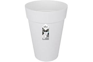 Elho Loft Urban Rond Haut 35 - Pot De Fleurs pour Extérieur - Ø 33.5 x H 45.3 cm - Blanc/Blanc